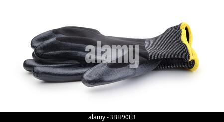 A pair of new work gloves isolated on white. Stock Photo