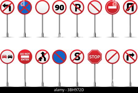Road traffic red signs Stock Vector