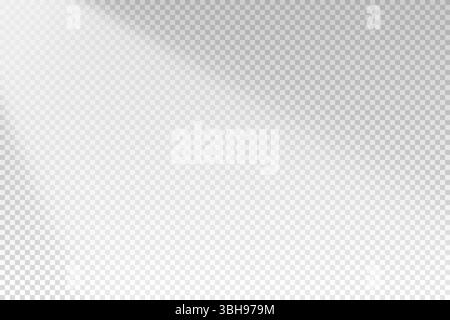 Sun ray. Sun light from window. Beam overlay effect. Shadow isolated on transparent background. Reflection sunlight on wall. Realistic soft shade Stock Vector