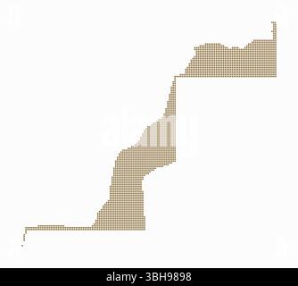 Western Sahara dotted map. Digital style map of the country on white background. Western Sahara shape with circle dots. Colored dots style. Stock Vector