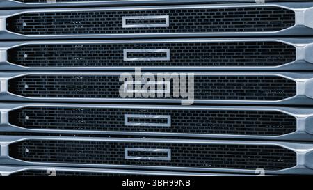 Server racks for big data and internet communications Stock Photo
