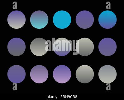 Gradient Color Palette - Modern Blue, Purple & Grey Circle Swatches Stock Vector