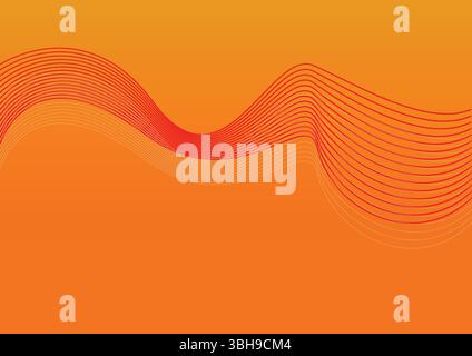 Abstract Orange Wavy Lines Background - Modern Dynamic Design Stock Vector