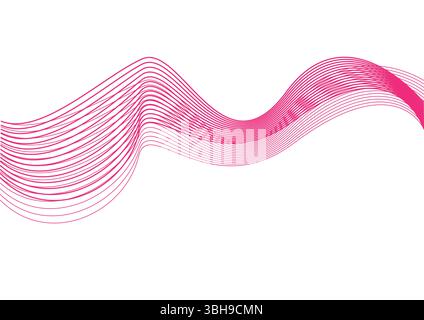 Abstract Pink Wave Lines - Dynamic Modern Design on White Stock Vector