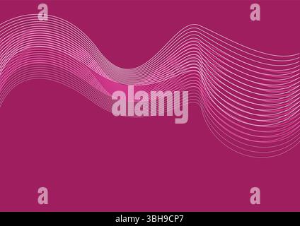 Abstract Pink Wave Lines Background - Modern Dynamic Design Stock Vector