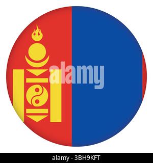 Glass light ball with flag of Mongolia. Round sphere, template icon. Mongolian national symbol. Glossy realistic ball, 3D abstract vector illustration Stock Vector
