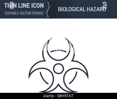 Biological Hazard Symbol Icon. Thin Line Icon of Biochemistry and Genetics. Stroke Pictogram Graphic for Web Design. High-Quality Outline Vector Symbo Stock Vector
