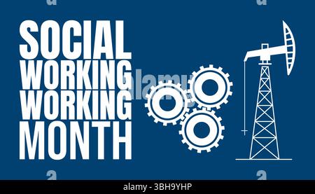 National Social Work Month background banner or poster design template Stock Vector
