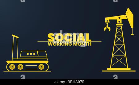National Social Work Month background banner or poster design template Stock Vector