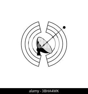 Radar antenna icon. Signal wave symbol. Vector detection emblem. Gray circle pattern. Stock Vector