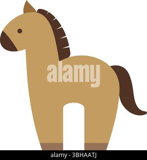 A Cute Cartoonish Horse Vector Flat Style Illustration Isolated On A White Background. Stock Vector