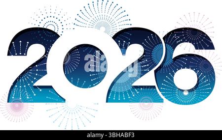 The Year 2026 New Year’s Greeting Symbol Logo. Vector Illustration Isolated On A White Background. Stock Vector
