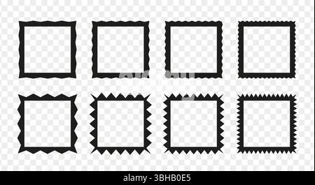 Zigzag edge square frames collection Stock Vector