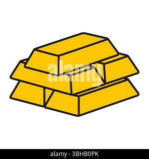 Stack of Gold bar, ingot icon Stock Vector