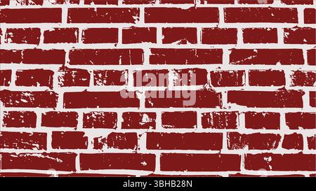 Grunge brick wall. Red brick background. Red and white brick wall texture. Stock Vector