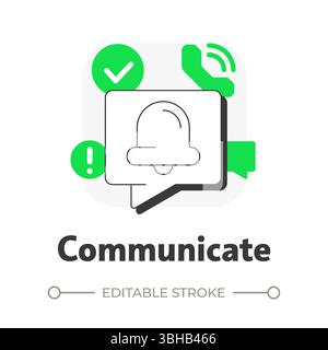 Communicate flat outline concept icon Stock Vector