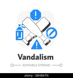 Vandalism flat outline concept icon Stock Vector