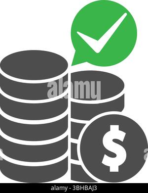Valid transaction coin icon Stock Vector