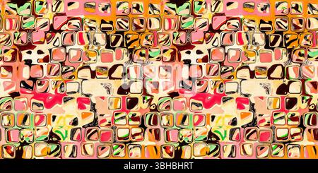 Abstract blotched random mosaic shape square seamless border pattern ...