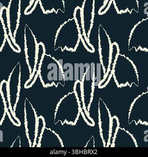 snowdrop stylized outline seamless pattern Stock Vector
