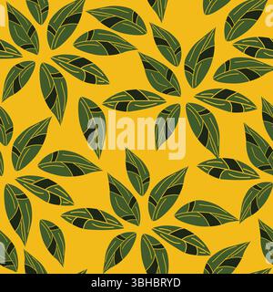 Seamless pattern with abstract outlined hand draw geometric leaves; geometric leaf seamless pattern Stock Vector