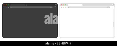 Web browser mockup window in dark and light mode modern flat simple line. web interface blank. Frame screen webpage ui template, interface bar. Vector illustration Stock Vector