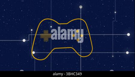 Image of yellow image game controller with futuristic line design Stock Photo