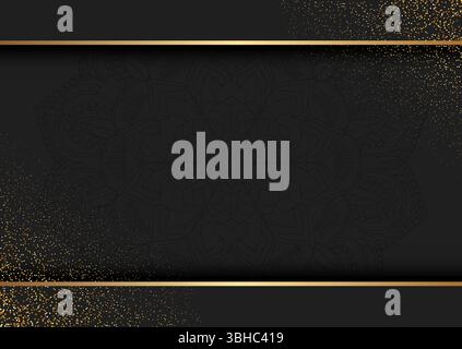 Decorative background with a gold glitter and mandala design Stock Vector