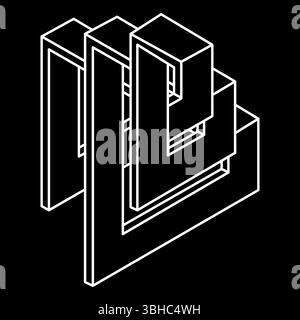 Impossible shapes. Web design elements. Optical illusion objects. Line design. Geometric figures. Stock Vector