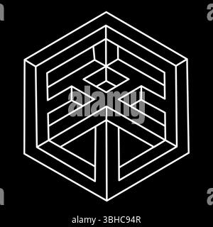Impossible shapes. Web design elements. Optical illusion objects. Line design. Optical art figures.  Stock Vector