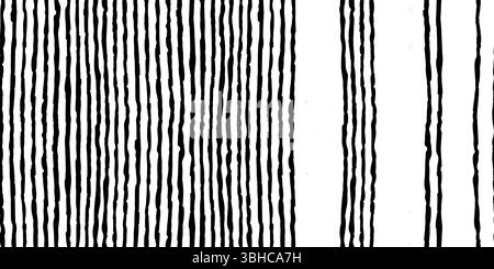 Vertical striped seamless pattern with hand drawn pencil textured vertical lines. Horizontal background with sketchy scribble stripes in black and Stock Vector