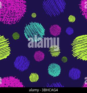 Seamless pattern with hand drawn black circle scribble smear. Abstract grunge texture. Vector illustration Stock Vector