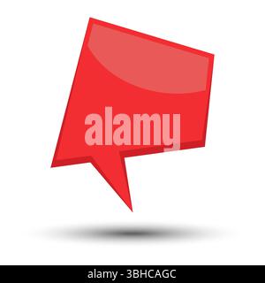 Red cartoon comic balloon speech bubble without phrases and with shadow. Vector illustration. Stock Vector