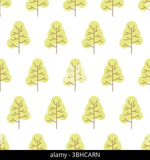 Seamless pattern with colored trees on white background. Vector illustration. Stock Vector