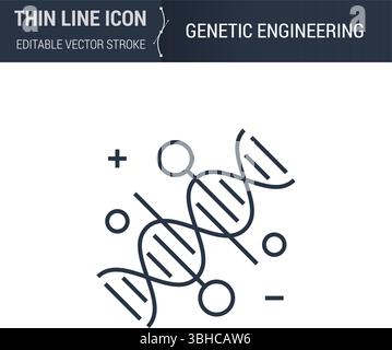 Genetic Engineering Symbol Icon. Thin Line Icon of Biochemistry and Genetics. Stroke Pictogram Graphic for Web Design. High-Quality Outline Vector Sym Stock Vector