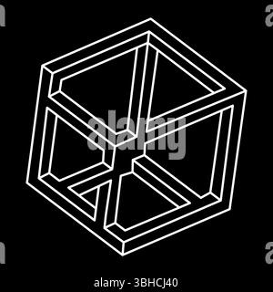 Impossible shapes. Web design elements. Optical illusion objects. Line design. Escher style.  Stock Vector