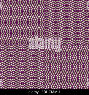 A seamless vector pattern with diamond-shaped scales in rich purple and soft olive, resembling peacock feathers or summer garden foliage. Perfect for Stock Vector