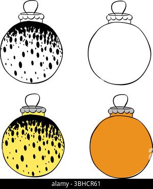 Christmas bauble isolated on transparent background. Vector graphic line ink illustration. Silhouette sign for logo, print, comics, fashion, pop art, Stock Vector