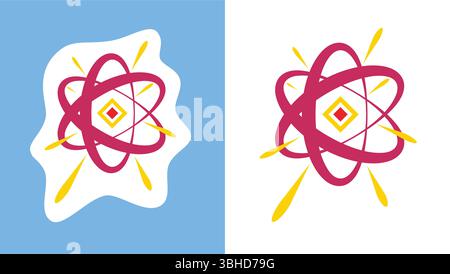 Symbol of Atomic energy and the Smallest Particles. Icon for Logo or illustration in Scientific project, Vector illustration. Stock Vector