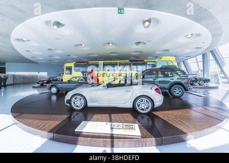 Mercedes-Benz SLK 55 AMG from 2006: Lukas Podolski drove this roadster. The Mercedes-Benz Museum in Stuttgart presents a journey through the automotiv Stock Photo