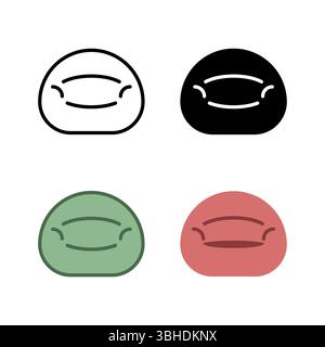 Versatile bean bag chair icons, ideal for casual seating, lounge areas, kids' rooms, and modern interior design concepts. Stock Vector