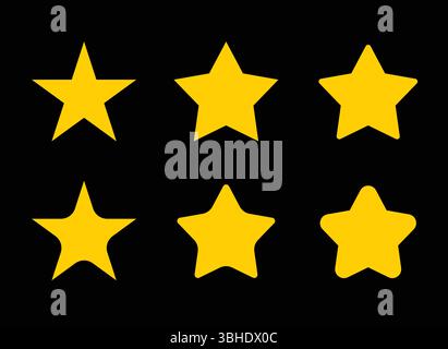 Set of Yellow Stars Shapes Stock Vector