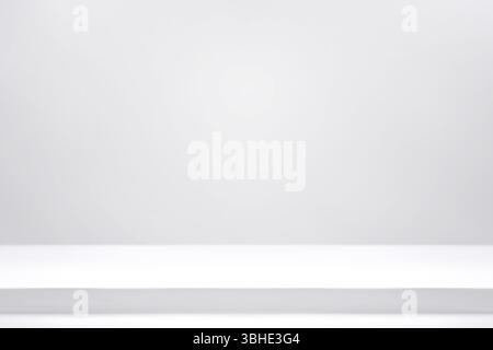 White studio background. Abstract empty room with soft light for product. Simple grey neutral backdrop. Line horizon. Gray gradient background. Textur Stock Vector