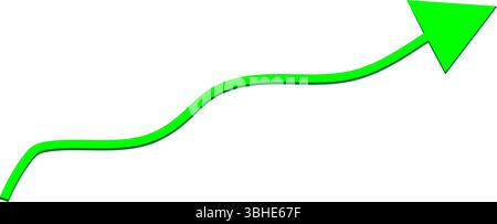 Wavy Green Upward Arrow - Growth, Progress & Improvement Symbol Stock Vector