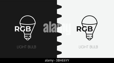 Minimalist RGB LED Light Bulb Icon Vector Simple Outline Illustration of Color-Changing Lamp Graphic Stock Vector