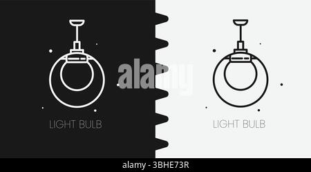 Minimalist Spherical Pendant Light Icon Vector Simple Outline Illustration of Hanging Ceiling Lamp Graphic Stock Vector