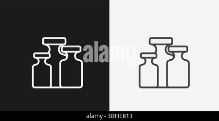 Set of Calibration Weights on Black and White Backgrounds, Representing Measurement or Precision, White Outline Icon Stock Vector