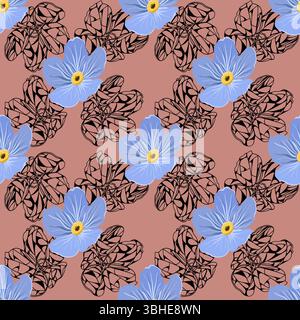 Forget-me-not flowers seamless pattern vector illustration Stock Vector