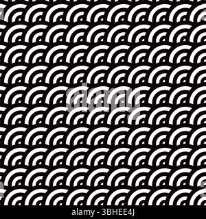 Abstract multiple overlap circles lined horizontally seamless pattern, minimalist simple hand drawn illustration, decorative monochrome texture, repea Stock Vector