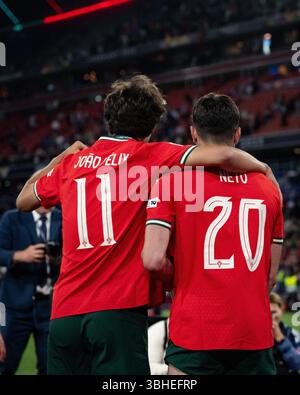 MUNICH, GERMANY - JUNE 08: Pedro Neto of Portugal reacts during the ...